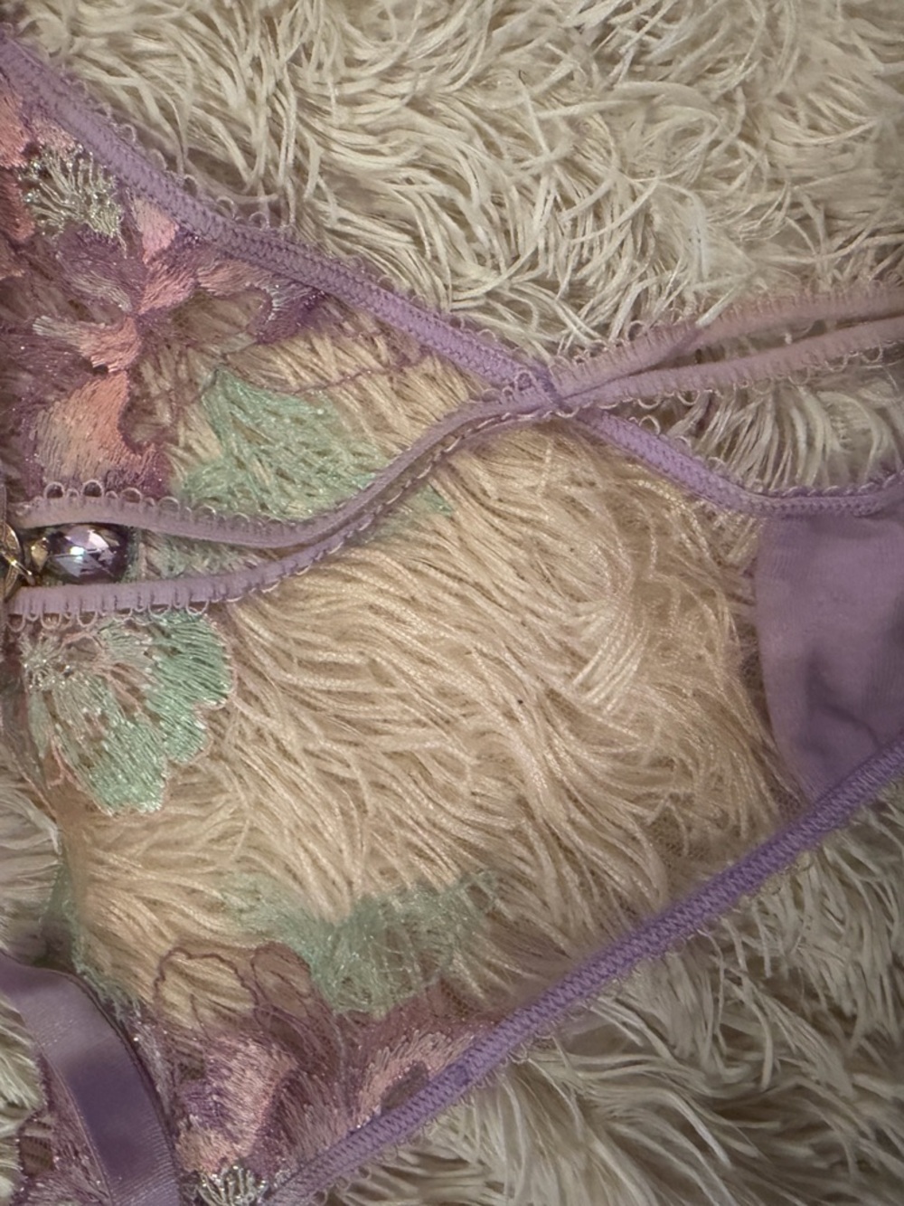 Honey Birdette Lavender Sheer Embroidered Bra & Brief Set - Picture 3 of 5